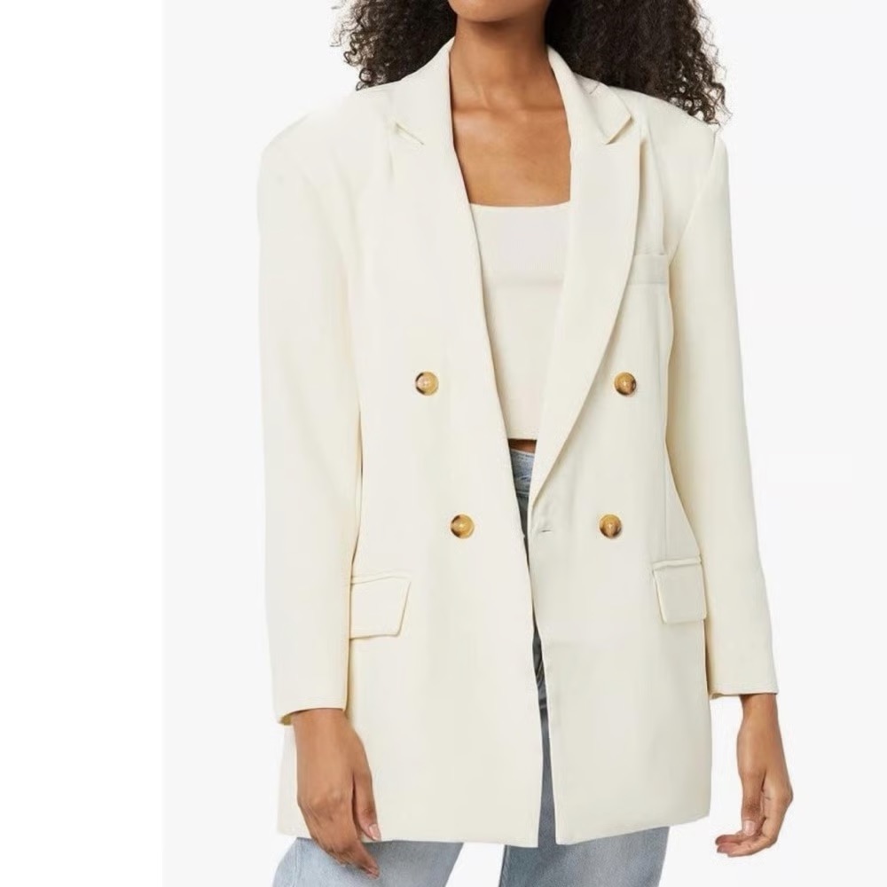 Nwt Steve Madden Cream Blazer With Gold Accents, Large